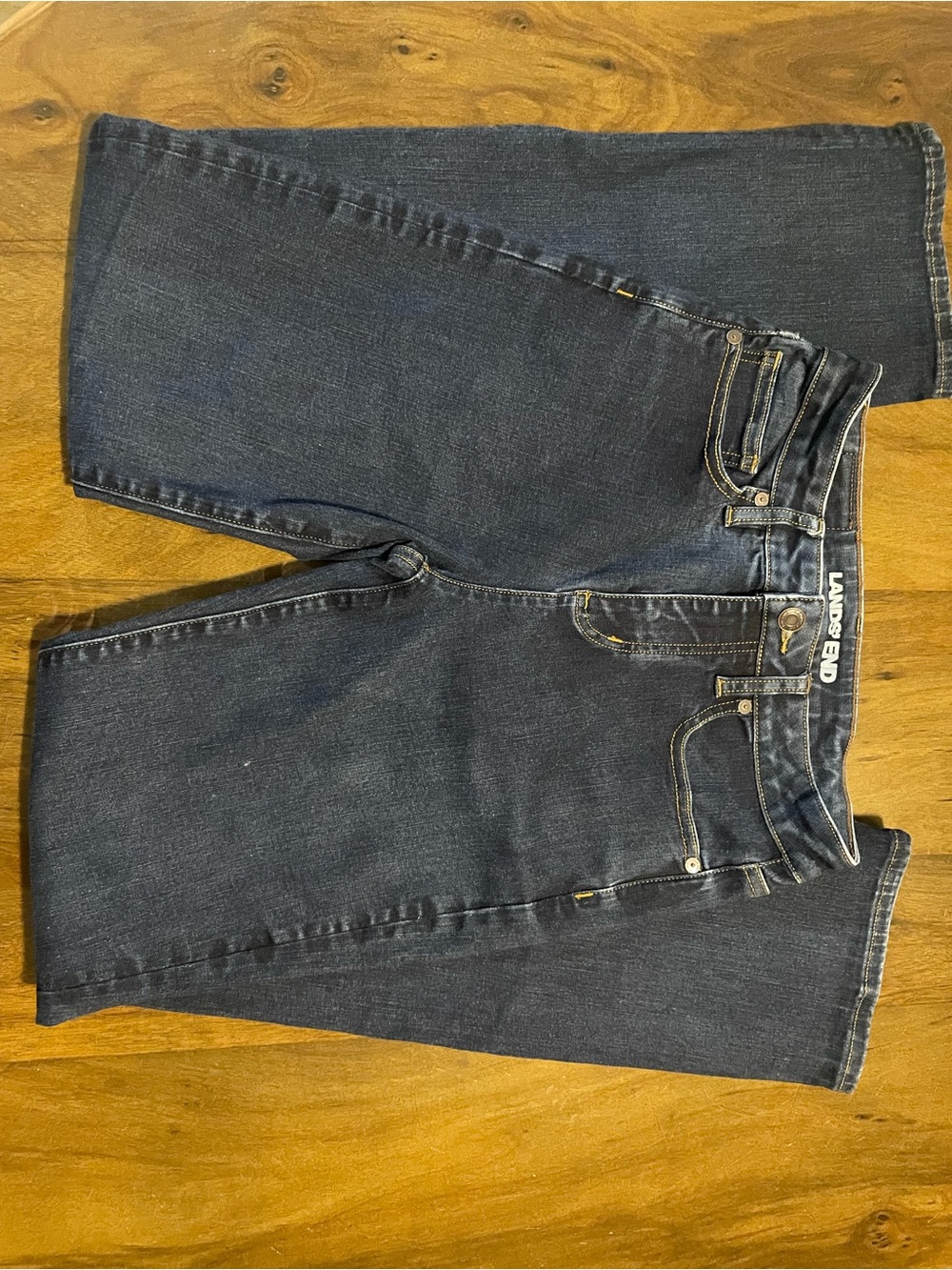 Lands' End Mid Rise Curvy Straight 7/8 Jeans Dark Wash Blue Size 4 Regular